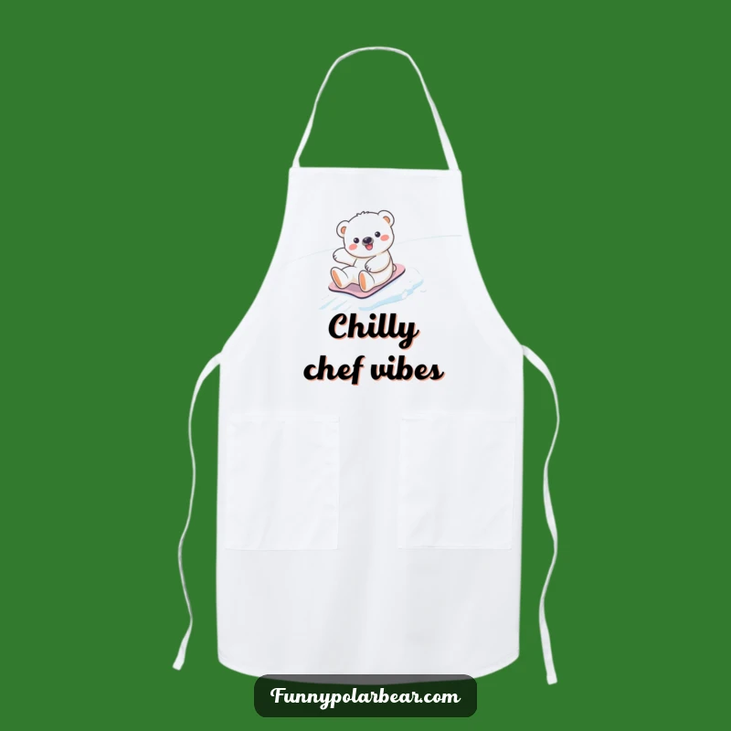 Funny Kawaii Polar Bear Chef's Apron: Hilarious Winter Kitchen Wear