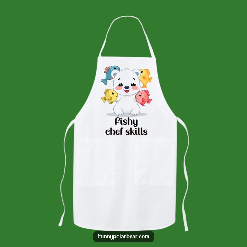 Funny Juggling Fish Polar Bear Chef's Apron: Hilarious Kitchen Skill
