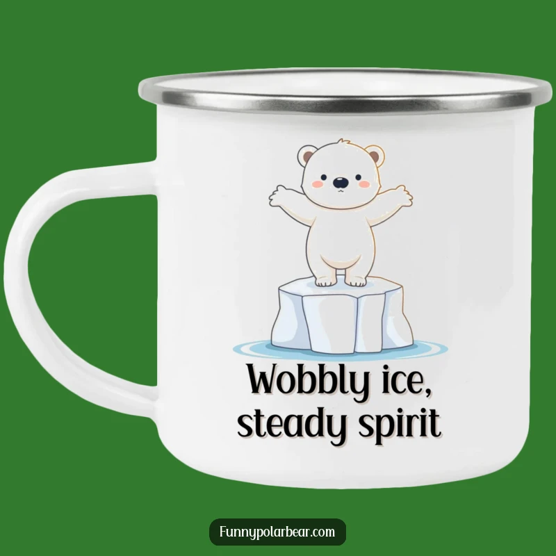 Funny Dancing Polar Bear Cub Camping Mug: Sip with Arctic Grace