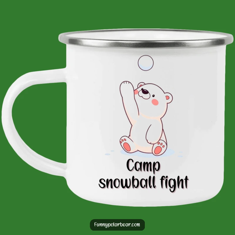 Funny Snowball Toss Polar Bear Enamel Camping Mug: Outdoor Fun Gift