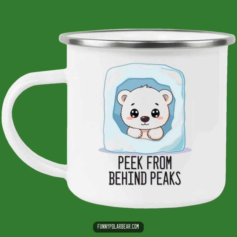 Funny Curious Polar Bear Cub Camping Mug: Sip with Arctic Wonder