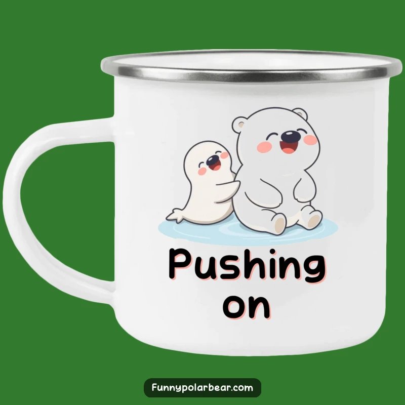 Funny Polar Bear Seal Camping Mug: Adventures with friends, a funny gift.