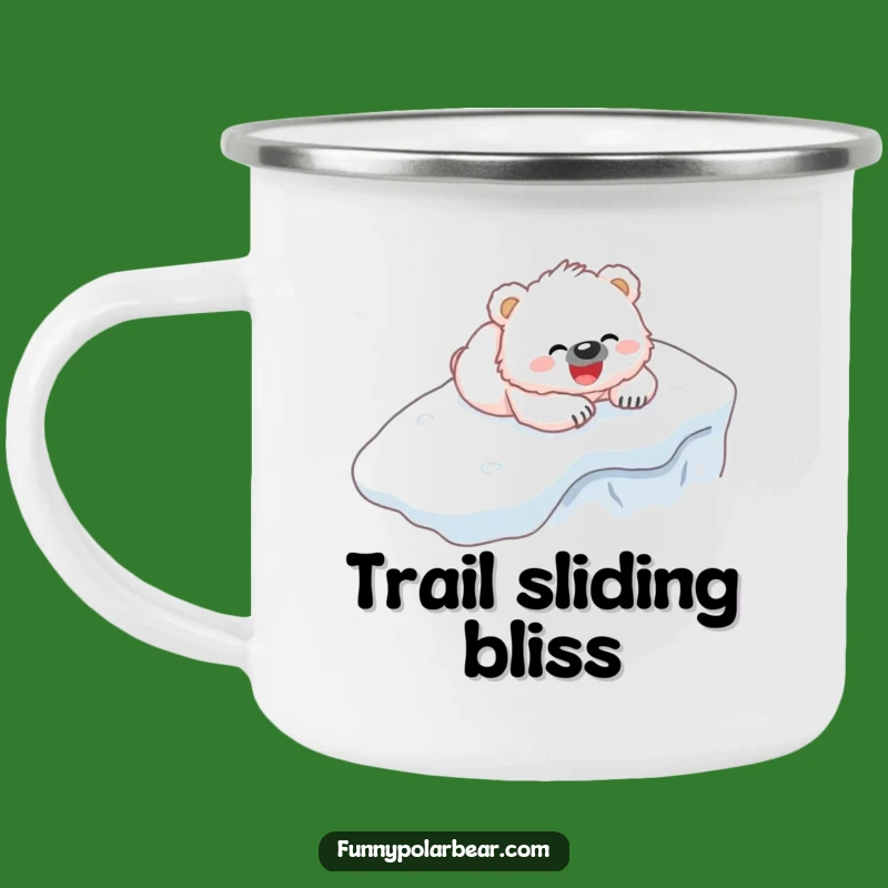Funny Bear Cub Camping Mug: Gleeful Belly Slide Outdoors Gift