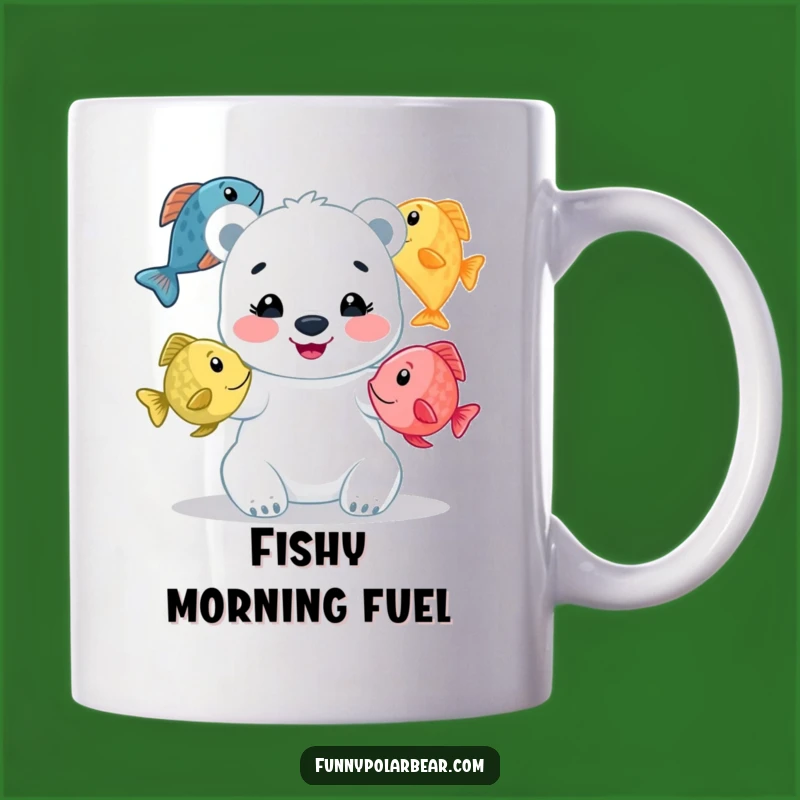 Funny Juggling Fish Polar Bear Mug: Whimsical Seafood Gift for Bear Lovers