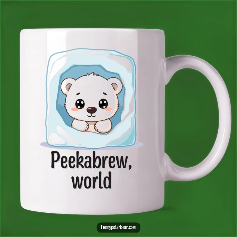 Funny Curious Polar Bear Cub Mug: A Peek of Playful & Funny Wonder