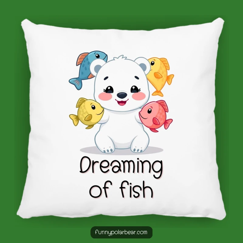 Funny Juggling Fish Polar Bear Accent Pillow: Cozy Whimsical Comfort