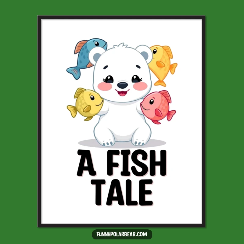 Funny Juggling Fish Polar Bear Digital Art: Instant Whimsical Decor