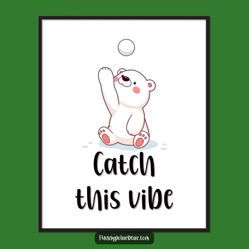 Funny Snowball Toss Polar Bear Digital Art: Instant Winter Fun Decor