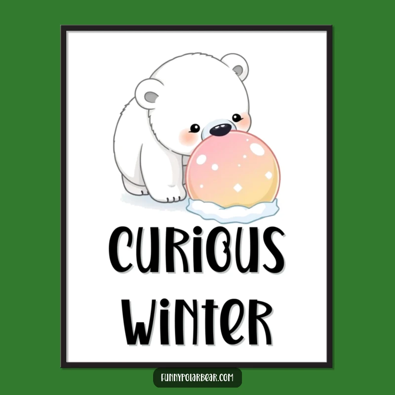 Funny Polar Bear Snowball Digital Art: Instant winter charm, a funny gift.