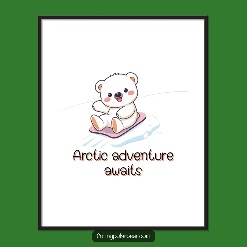 Funny Kawaii Polar Bear Digital Art: Instant Cute Winter Decor