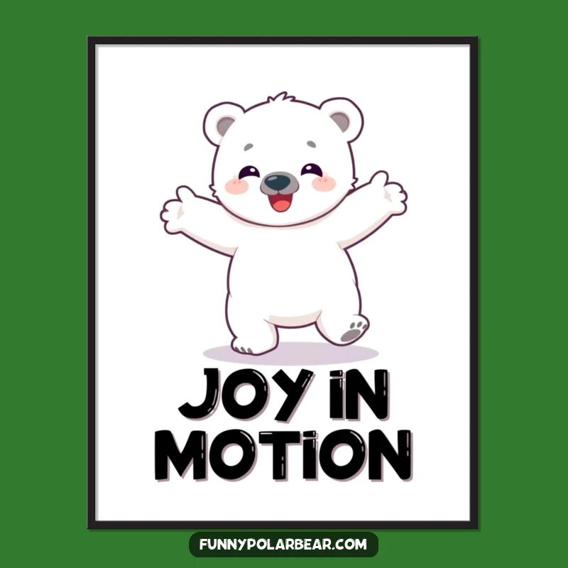 Funny Polar Bear Cub Spinning Digital Art - Joyful Arctic Decor, Gift