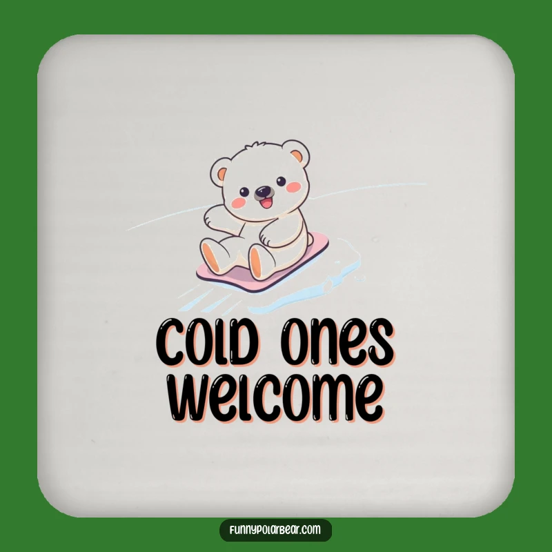 Funny Kawaii Polar Bear Drink Coaster: Protect Surfaces with Cute Art