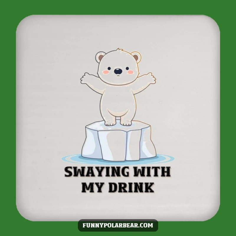 Funny Dancing Polar Bear Cub Drink Coaster: Protect Surfaces with Arctic Elegance