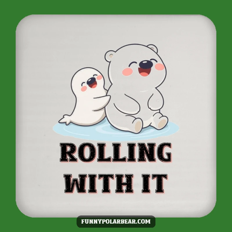 Funny Polar Bear Seal Coaster: Protect surfaces with fun, a funny gift.