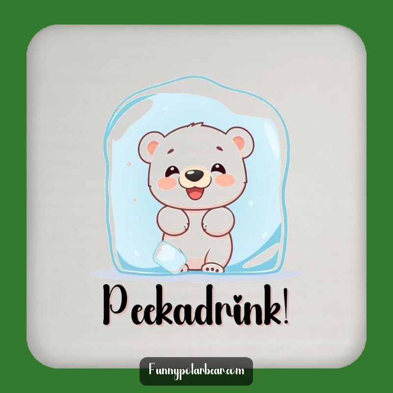 Funny Giggling Polar Bear Cub Drink Coaster - Protect Surfaces with Arctic Charm Gift