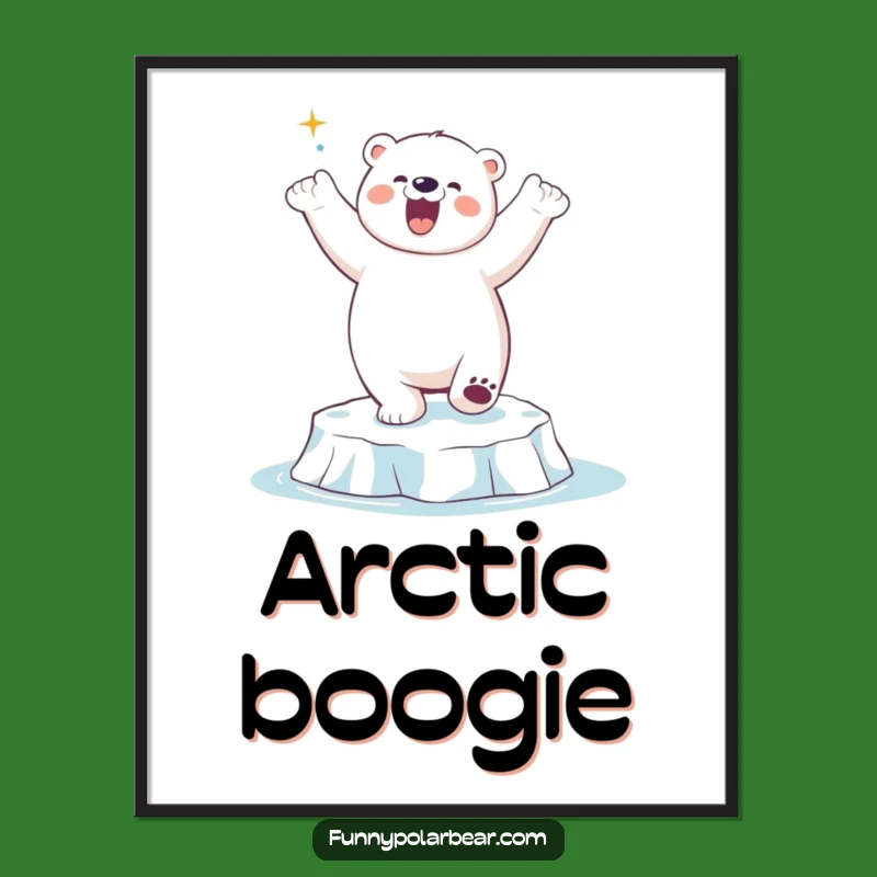Funny Polar Bear Dancing Poster: Wall art that moves, a perfect funny gift.
