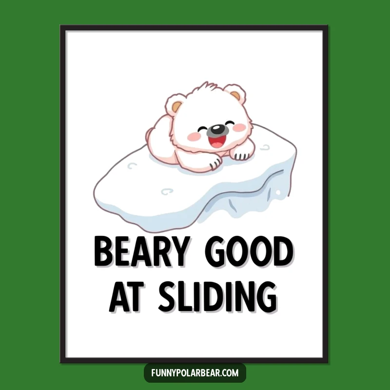Free Printable Bear Wall Art: Gleeful Cub Sliding Downloadable Art