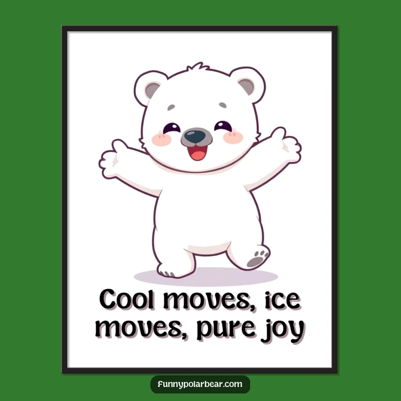 Funny Free Printable Wall Art: Delighted Polar Bear Cub Spinning Joyful Downloadable Art