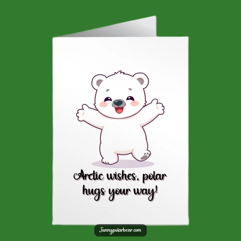 Free Printable Birthday Card: Delighted Polar Bear Cub Spinning Funny Downloadable Gift