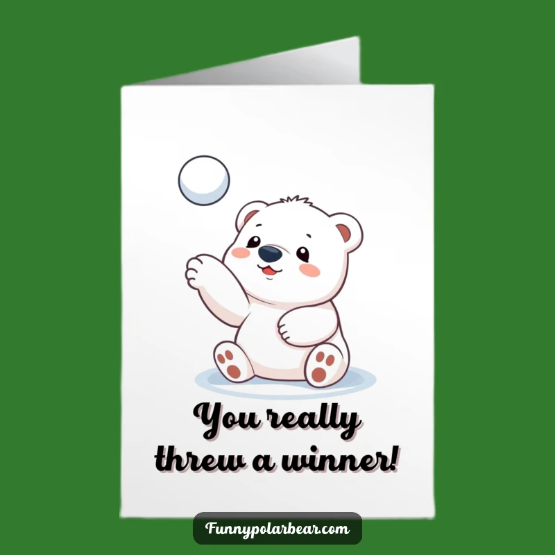 Free Printable Congratulations Card: Polar Bear Cub Snowball Toss, Funny Downloadable Gift
