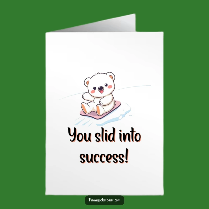 Free Printable Congrats Card: Cute Polar Bear Cub Sliding, Funny Downloadable Cheer