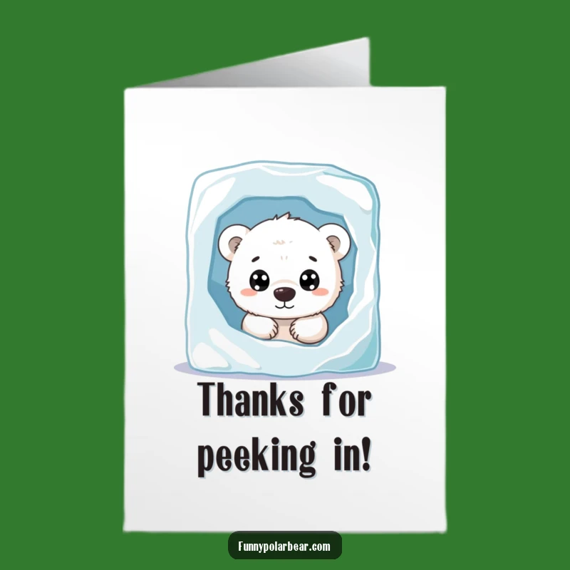 Free Printable Thank You Card: Curious Polar Bear Cub Peek, Funny Downloadable Gift