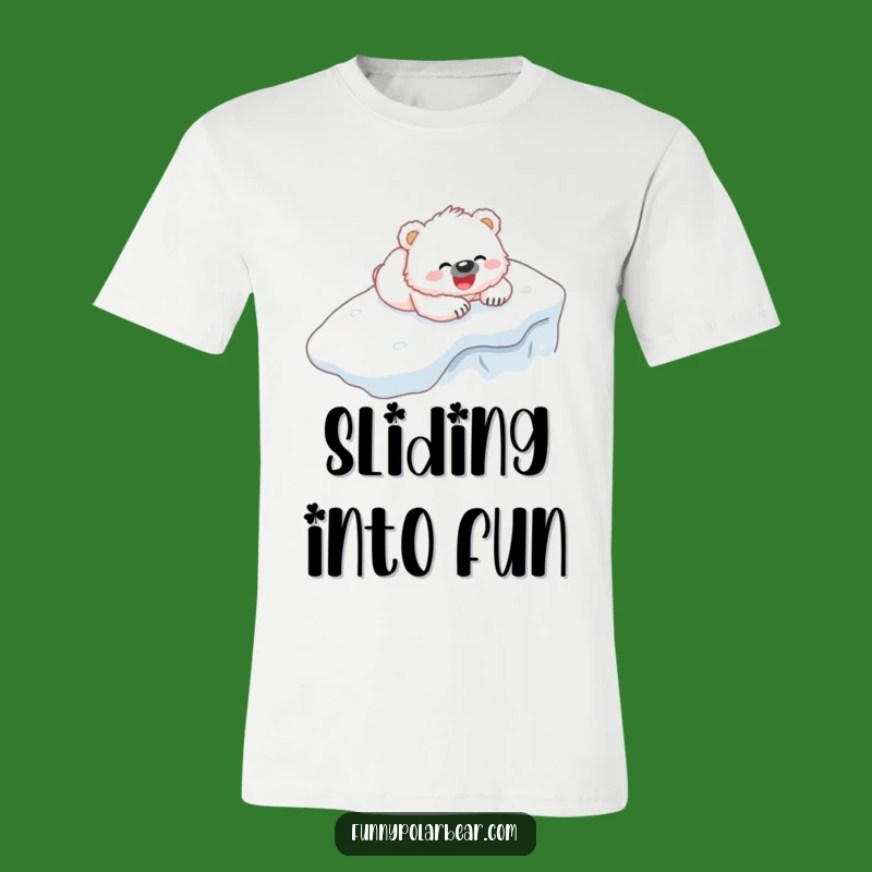 Funny Bear Cub T-Shirt: Gleeful Belly Slide Winter Tee Gift