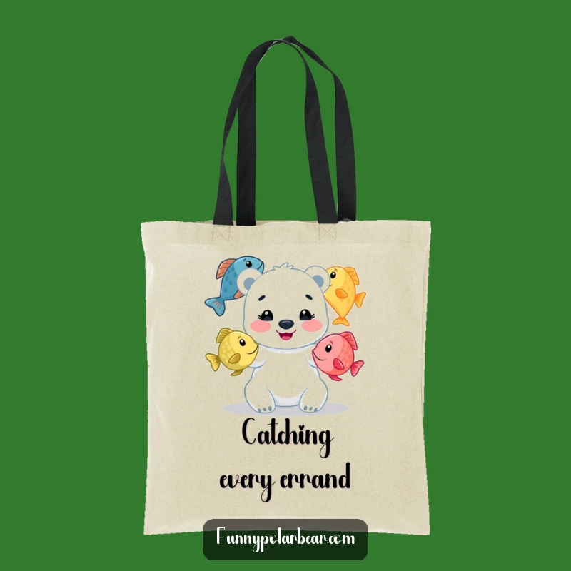 Funny Juggling Fish Polar Bear Tote Bag: Carry Whimsical Fun