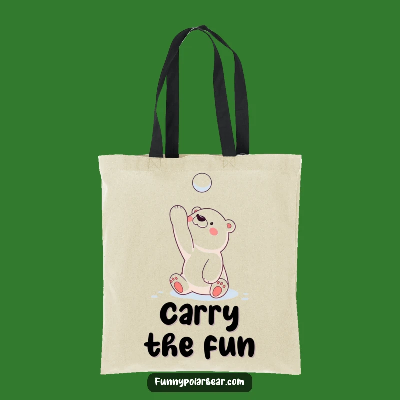 Funny Snowball Toss Polar Bear Tote Bag: Carry Winter Fun Everywhere