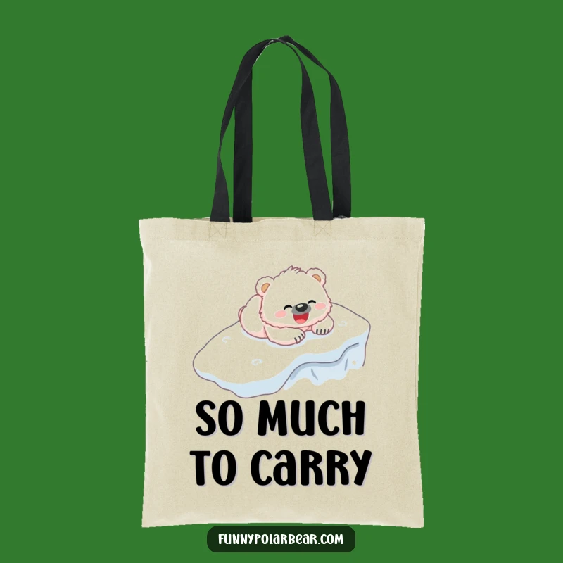 Funny Bear Cub Tote Bag: Gleeful Belly Slide Winter Accessory